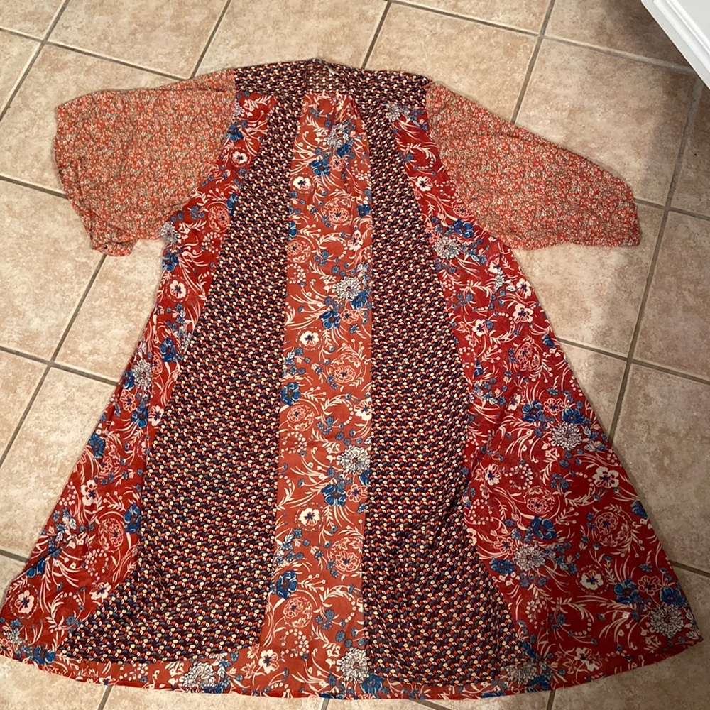 Long Umgee medium large kimono jacket robe sheer transitional fall rust